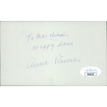 Anne Revere Actress Signed 3x5 Index Card JSA Authenticated Personalized