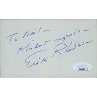 Erik Rhodes Actor Signed 3x5 Index Card JSA Authenticated Personalized