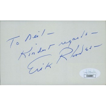 Erik Rhodes Actor Signed 3x5 Index Card JSA Authenticated Personalized