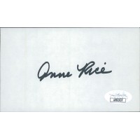 Anne Rice Author Writer Signed 3x5 Index Card JSA Authenticated