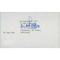 Matthew Ridgway WWII General Signed 3x5 Index Card JSA Authenticated