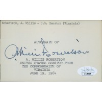 A. Willis Robertson Virginia Senator Signed 3x5 Index Card JSA Authenticated