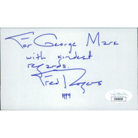 Fred Rogers Mr. Rogers Neighborhood Signed 3x5 Index Card JSA Authenticated