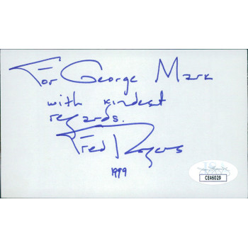 Fred Rogers Mr. Rogers Neighborhood Signed 3x5 Index Card JSA Authenticated Fred Rogers Mr. Rogers Neighborhood Signed 3x5 Index Card JSA Authenticated