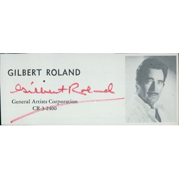 Gilbert Roland Actor Signed 2x4.5 Directory Cut JSA Authenticated