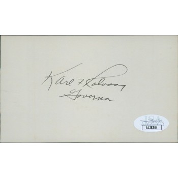 Karl Rolvaag Minnesota Governor Signed 3x5 Index Card JSA Authenticated