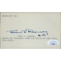 John J. Rooney New York Congressmen Signed 3x5 Index Card JSA Authenticated