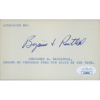 Benjamin Rosenthal New York Congressmen Signed 3x5 Index Card JSA Authenticated