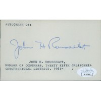 John Rousselot California Congressmen Signed 3x5 Index Card JSA Authenticated