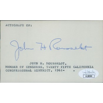 John Rousselot California Congressmen Signed 3x5 Index Card JSA Authenticated