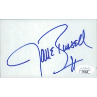 Jane Russell Actress Signed 3x5 Index Card JSA Authenticated