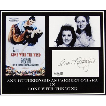 Ann Rutherford Actress Signed 3x5 Index Card Matted 8x10 JSA Authenticated
