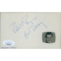 Robert Ryan Actor Signed 3x5 Index Card JSA Authenticated Personalized