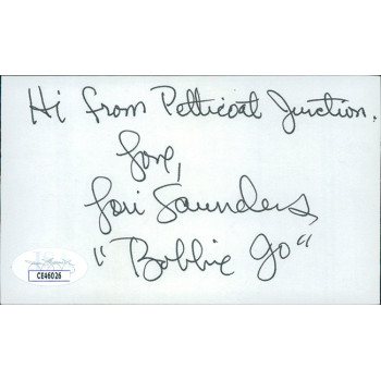 Lori Saunders Petticoat Junction Actress Signed 3x5 Index Card JSA Authenticated