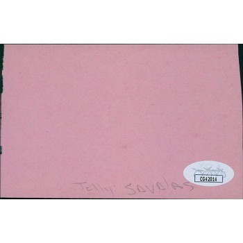 Telly Savalas Actor Signed 3x4.5 Cut Page JSA Authenticated Personalized
