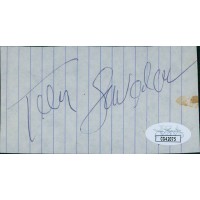 Telly Savalas Actor Signed 2.25x4.25 Cut Page JSA Authenticated