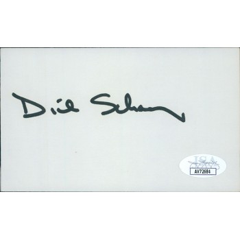 Dick Schaap Broadcaster Sportswriter Signed 3x5 Index Card JSA Authenticated