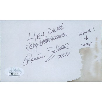 Ronnie Schell Actor Signed 3x5 Index Card JSA Authenticated Wine Stain
