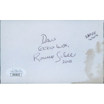 Ronnie Schell Actor Signed 3x5 Index Card JSA Authenticated Wine Stain