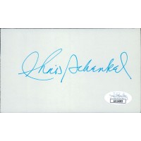 Chris Schenkel Sportscaster Signed 3x5 Index Card JSA Authenticated