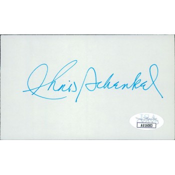 Chris Schenkel Sportscaster Signed 3x5 Index Card JSA Authenticated