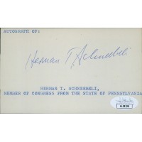 Herman Schneebeli Pennsylvania Congressmen Signed 3x5 Index Card JSA Authentic