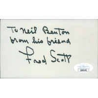 Fred Scott Actor Signing Cowboy Signed 3x5 Index Card JSA Authentic Personalized