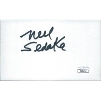 Neil Sedaka Pop Singer Pianist Signed 3x5 Index Card JSA Authenticated