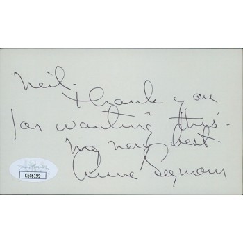 Anne Seymour Actress Signed 3x5 Index Card JSA Authenticated Personalized