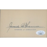 James C. Shannon Connecticut Governor Signed 3x5 Index Card JSA Authenticated