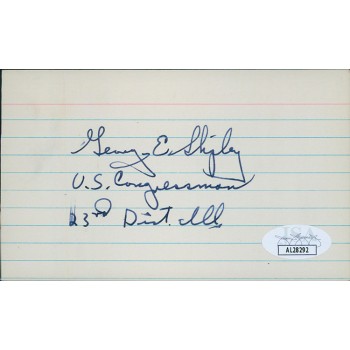 George Shipley Illinois Congressmen Signed 3x5 Index Card JSA Authenticated