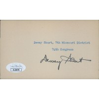 Dewey Short Missouri Congressman Signed 3x5 Index Card JSA Authenticated