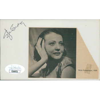 Sylvia Sidney Actress Signed 3x5 Index Card JSA Authenticated