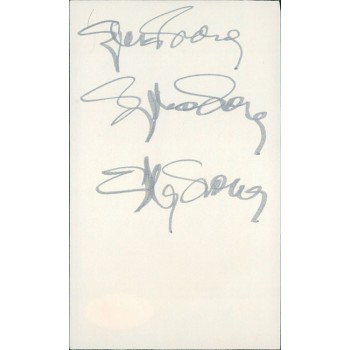 Sylvia Sidney Actress Triple Signed 3x5 Index Card JSA Authenticated