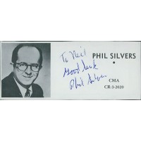 Phil Silvers Actor Signed 2x4.5 Directory Cut JSA Authenticated