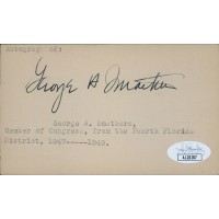 George Smathers Florida Congressmen Senator Signed 3x5 Index Card JSA Authentic