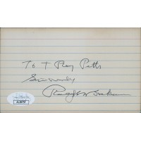 Ralph Sockman Pastor Writer Signed 3x5 Index Card JSA Authenticated