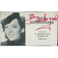 Gale Sondergaard Actress Signed 2.5x4 Directory Cut JSA Authenticated