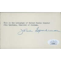 John Sparkman United States Senator Signed 3x5 Index Card JSA Authenticated
