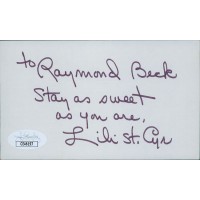 Lili St. Cyr Actress Signed 3x5 Index Card JSA Authenticated Personalized
