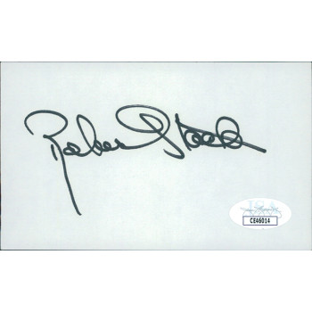 Robert Stack Actor Signed 3x5 Index Card JSA Authenticated