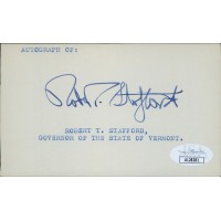 Robert Stafford Vermont Governor Senator Signed 3x5 Index Card JSA Authenticated