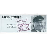 Lionel Stander Actor Signed 2x4.5 Directory Cut JSA Authenticated