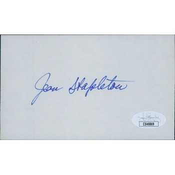 Jean Stapleton Actress Signed 3x5 Index Card JSA Authenticated