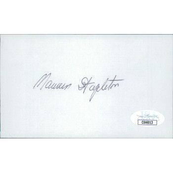 Maureen Stapleton Actress Signed 3x5 Index Card JSA Authenticated