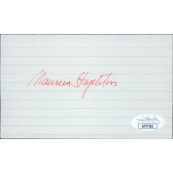 Maureen Stapleton Actress Signed 3x5 Index Card JSA Authenticated