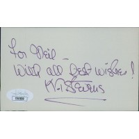 K.T. Stevens Actress Signed 3x5 Index Card JSA Authenticated Personalized