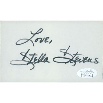 Stella Stevens Actress Signed 3x5 Index Card JSA Authenticated