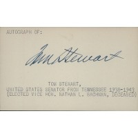 Tom Stewart Tennessee Senator Signed 3x5 Index Card JSA Authenticated