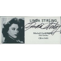 Linda Stirling Actress Model Signed 2x4 Directory Cut JSA Authenticated